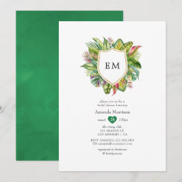 Invitación Acuarela Monograma Tropical Verano Despedida de So