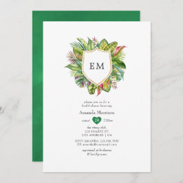 Invitación Acuarela Monograma Verano tropical Ducha de Novias