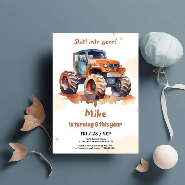 Invitación Acuarela Monster Camión niño Cumpleaños (Subido por el creador)