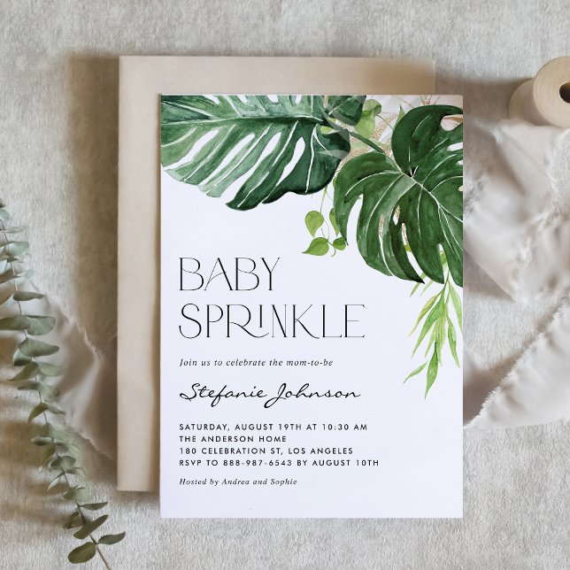 Invitación Acuarela Monstera deja agua en verano (Subido por el creador)