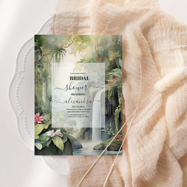 Invitación Acuarela Monstera deja ducha tropical de novia (Subido por el creador)