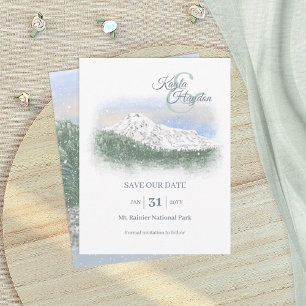 Invitación Acuarela, Montaña Nevada, Boda de Invierno