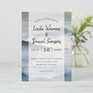 Invitación Acuarela Montañas meridionales índigo azul boda In