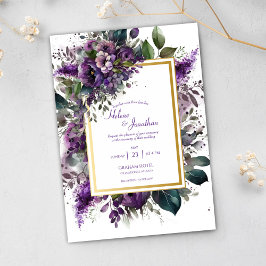 Invitación Acuarela morada floral elegante Boda Boho