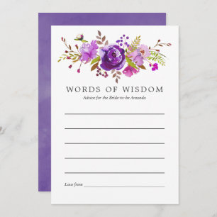 Invitación Acuarela morada y violeta Consejo de Ducha Bridal