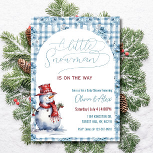 Invitación Acuarela Muñeco de Nieve Invierno Niño Baby Shower
