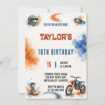 Acuarela Naranja Azul Moto de Tierra Cumpleaños