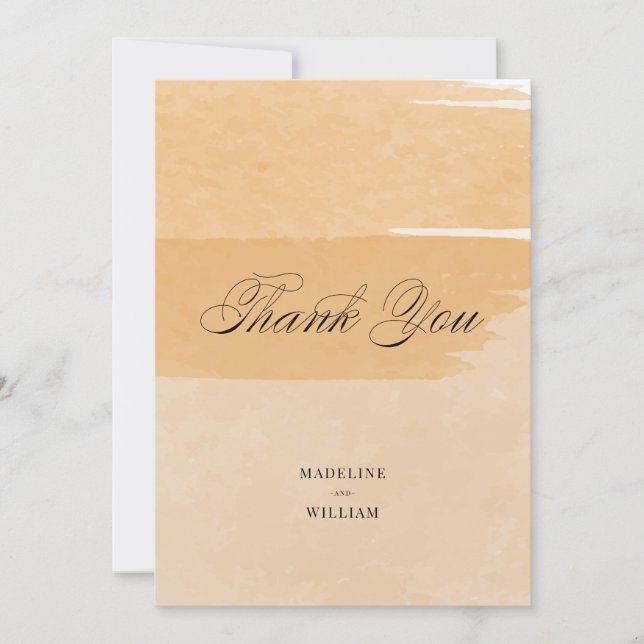 Invitación Acuarela naranja Gracias | Añadir la foto (Anverso)