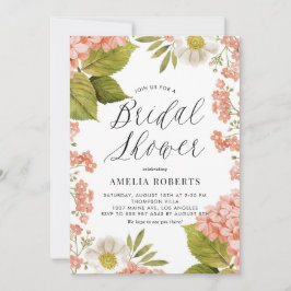 Invitación Acuarela naranja Hydrangea Floral Bridal Shower