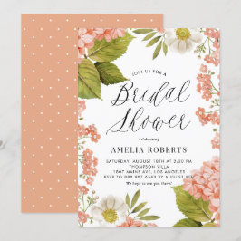 Invitación Acuarela naranja Hydrangea Floral Bridal Shower