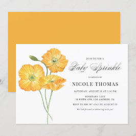 Invitación Acuarela naranja Poppies Floral Bebé Sprinkle