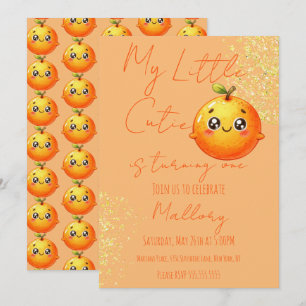 Invitación Acuarela Naranjas Cumpleaños Lindo Primero 