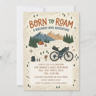 Invitación Acuarela naturaleza Cumpleaños Aventura Bicicleta