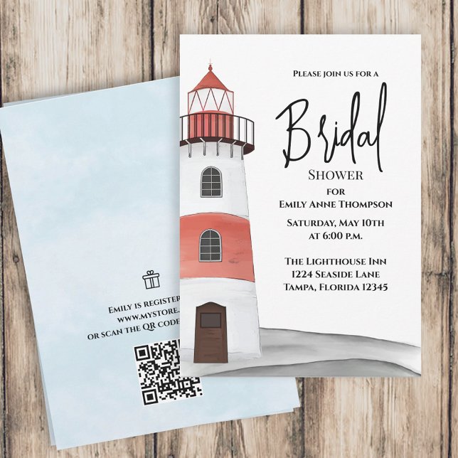 Invitación Acuarela Naudal Bridal Shower Sea Código QR (Subido por el creador)