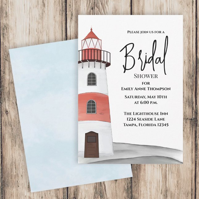 Invitación Acuarela Naudal Bridal Shower Sea Lighthouse (Subido por el creador)