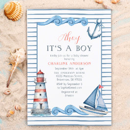 Invitación acuarela náutica hoy es un niño Baby Shower