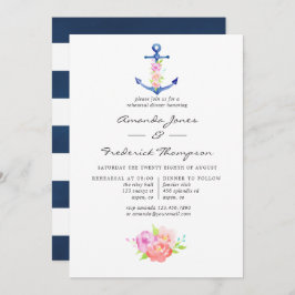 Invitación Acuarela Náutica Temática Floral Ensayo Cena