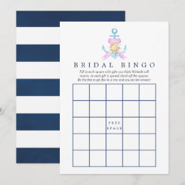 Invitación Acuarela Nautical Floral Bridal Shower Bingo