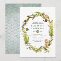 Acuarela Nautical Seaweid Mermaid Bridal Shower