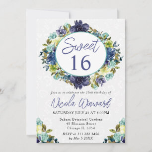 Invitación Acuarela Naval y Corona Dulce 16