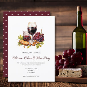 Invitación Acuarela navidad Fiesta de queso y vino