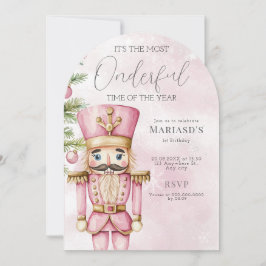 Invitación acuarela Navidades rosados Nutcracker primer cumpl