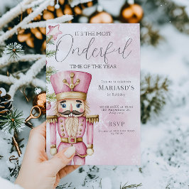 Invitación acuarela Navidades rosados Nutcracker primer cumpl
