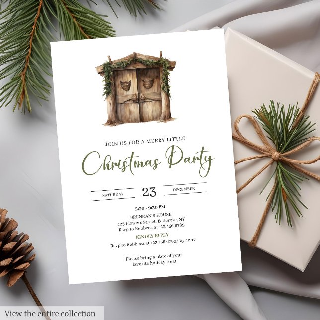 Invitación Acuarela Neutral Terroso Acogedor Rústico Fiesta d (Watercolor Neutral Earthy Cozy Rustic Holiday Christmas Party)