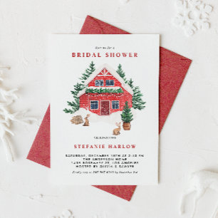 Invitación Acuarela nevada Red Cottage Winter Bridal Shower