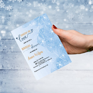 Invitación Acuarela Nieve en Amor Invierno Despedida de Solte