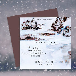 Invitación Acuarela Nieve Montañas de Invierno Elegante Cumpl