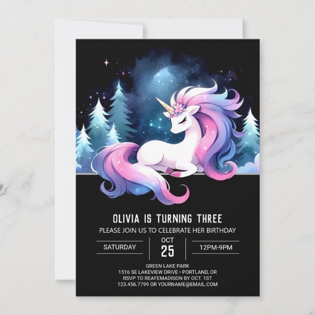 Invitación Acuarela Niños Caballos Cumpleaños (Anverso)