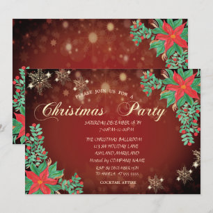 Invitación Acuarela Nochebuena Copos de Nieve Navidad