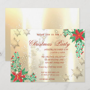 Invitación Acuarela Nochebuena Copos de Nieve Navidad