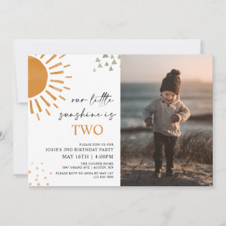 Invitación Acuarela Nuestra Pequeña Fotos Sunshine Cumpleaños