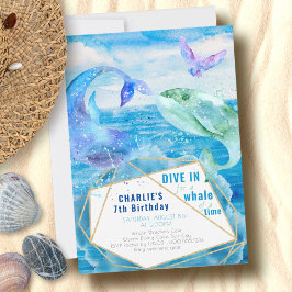 Invitación Acuarela Océano ballena Cualquier cumpleaños de ed