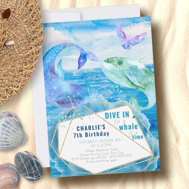 Invitación Acuarela Océano ballena Cualquier cumpleaños de ed (Subido por el creador)