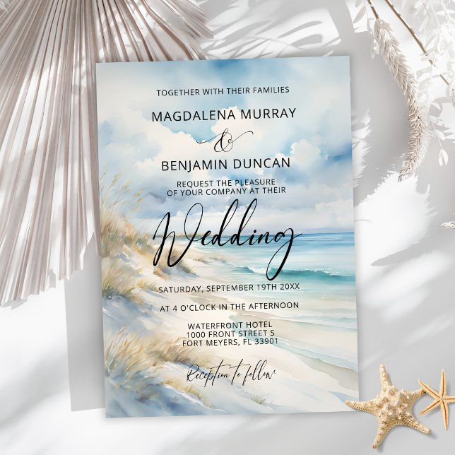 Invitación Acuarela Océano en la boda de la playa (Subido por el creador)