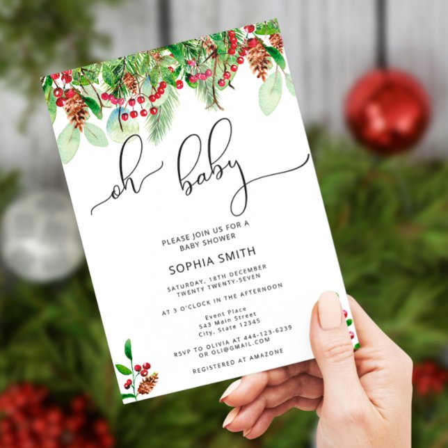 Invitación Acuarela Oh Navidades bebé ducha (Subido por el creador)
