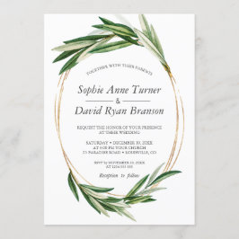 Invitación Acuarela Olive deja Boda de marco dorado