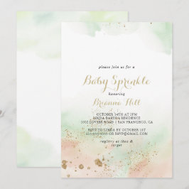 Invitación Acuarela Oro Confetti Bebé Sprinkle