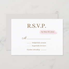 Invitación Acuarela Oro rosa Blanco Elegante Boda RSVP