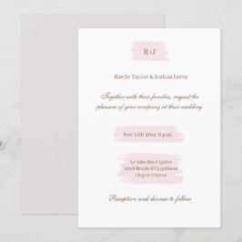 Invitación Acuarela Oro Rosa Blanco Gris Elegante Boda