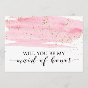 Invitación Acuarela Oro Rosa Serás Mi Mujer De Honor