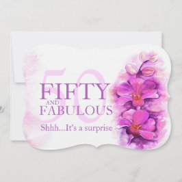 Invitación Acuarela orquídea morada cincuenta y fabulosa