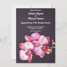 Invitación Acuarela Orquídea Romántica Boda Floral
