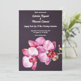 Invitación Acuarela Orquídea Romántica Boda Floral