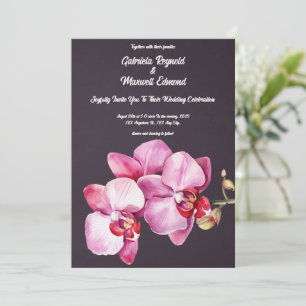 Invitación Acuarela Orquídea Romántica Boda Floral