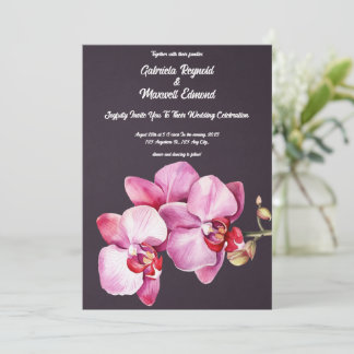 Invitación Acuarela Orquídea Romántica Boda Floral