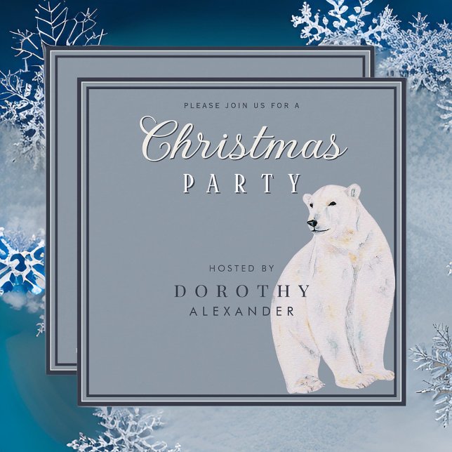 Invitación Acuarela Oso Polar Vintage Fiesta de Navidad (Subido por el creador)